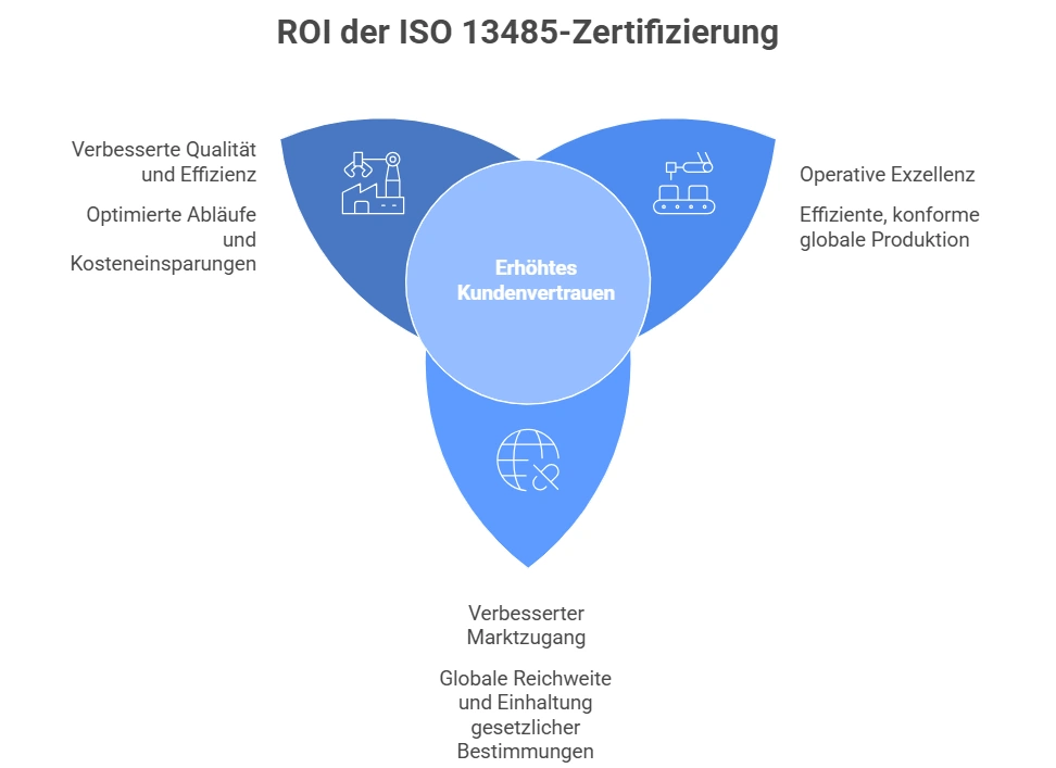 Grafik zur Veranschaulichung der Vorteile der ISO 13485-Zertifizierung